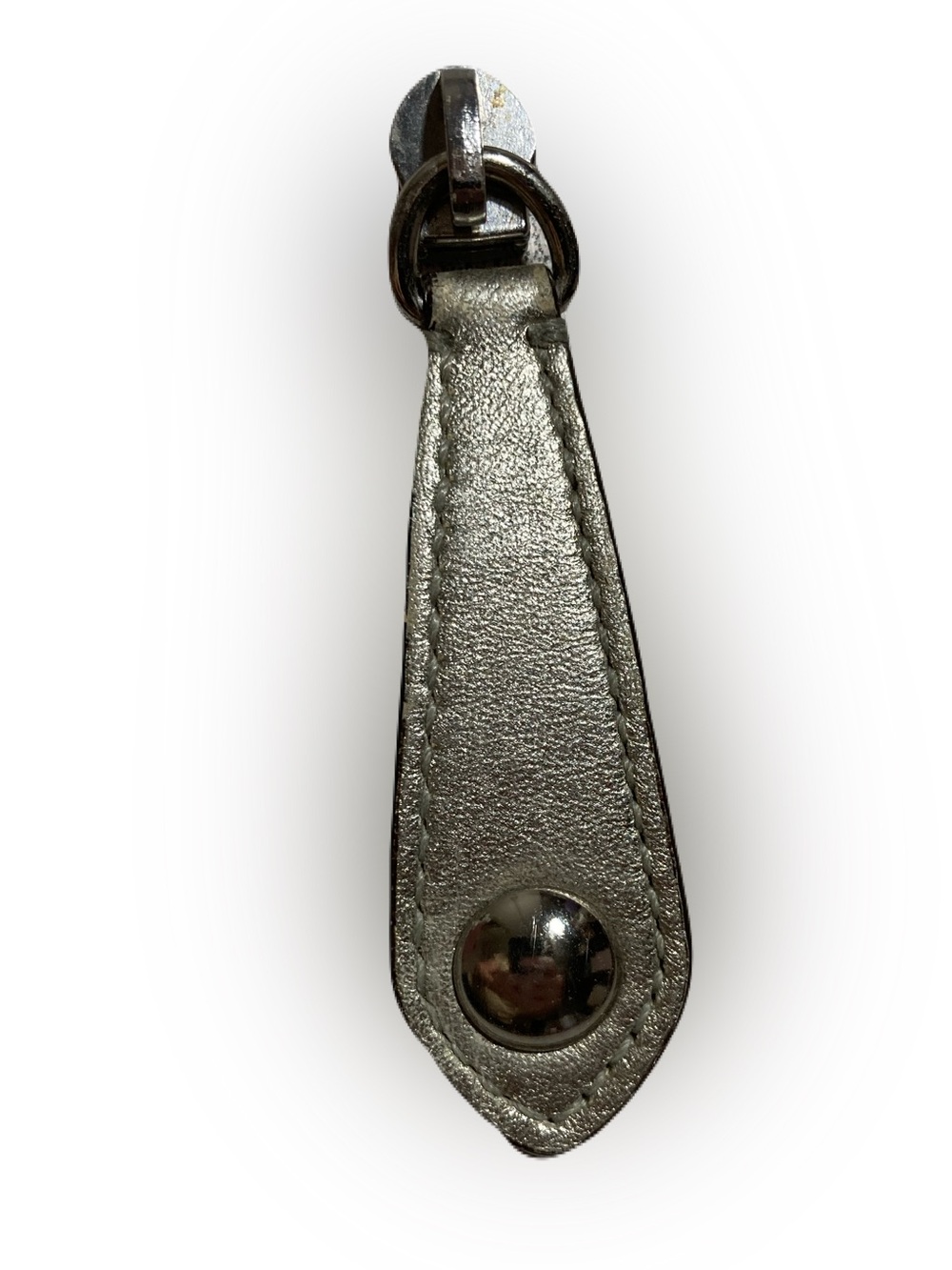 Coach Ashley Metallic Silver Leather Zipper Pull w/ Slider Silver-Tone Hardware